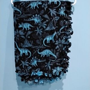 Dinosaur Adventure Black and Blue Throw Blanket